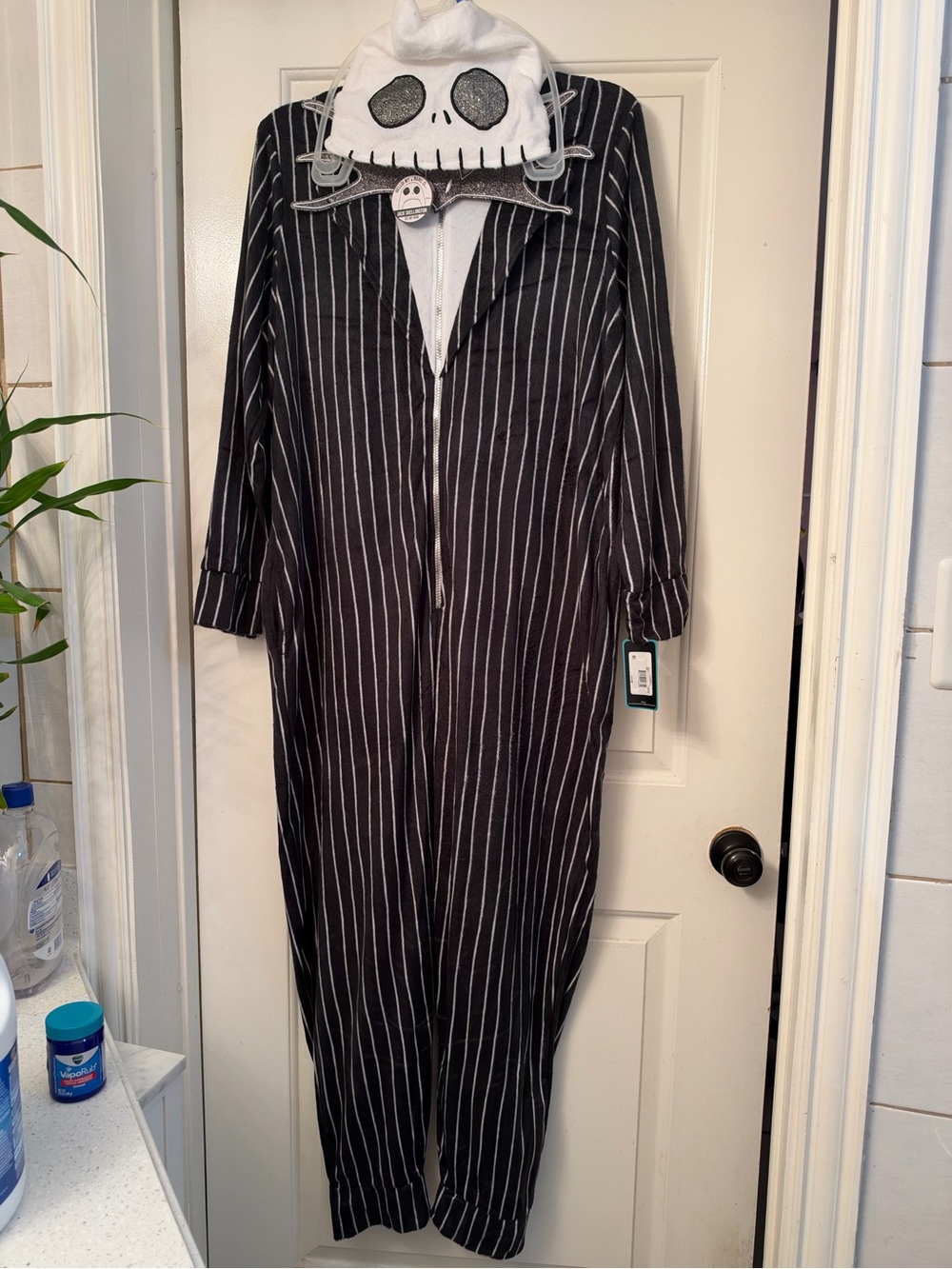 Disney Black & White Pinstripe Jack Skellington Jumpsuit